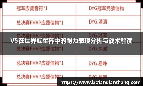 V5在世界冠军杯中的耐力表现分析与战术解读