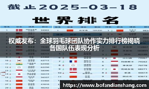 权威发布：全球羽毛球团队协作实力排行榜揭晓各国队伍表现分析